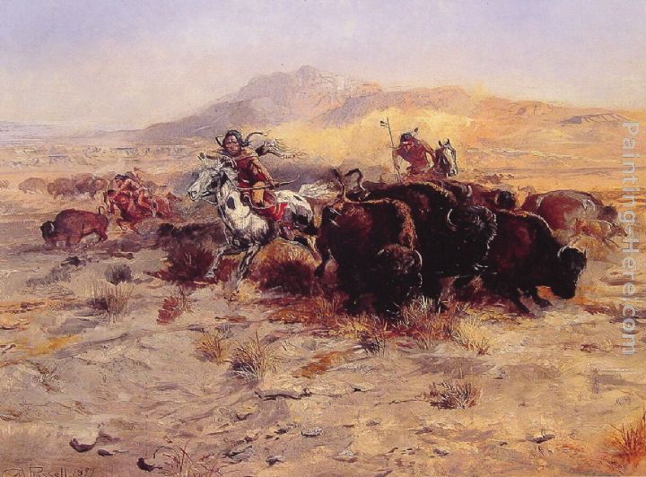 Buffalo Hunt painting - Charles Marion Russell Buffalo Hunt art painting
